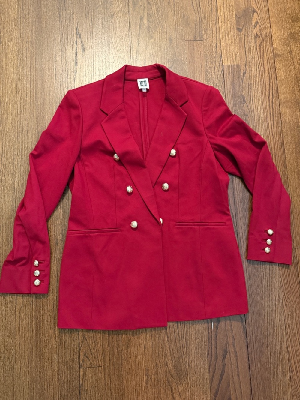 Anne Klein Red Double-Breasted Blazer with Gold Buttons